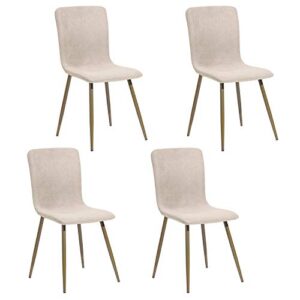 Dining Chairs Set of 4, Pre Assembled Chair Set Upholstered with Gold Legs Modern Fabric for Dining Room, Kitchen, 17.3 "W x 18.1 "D x 34.6 "H (Beige)