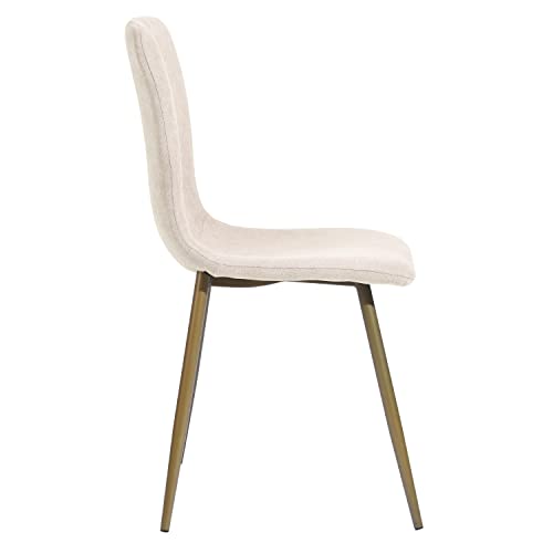 Dining Chairs Set of 4, Pre Assembled Chair Set Upholstered with Gold Legs Modern Fabric for Dining Room, Kitchen, 17.3 "W x 18.1 "D x 34.6 "H (Beige)