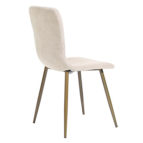 Dining Chairs Set of 4, Pre Assembled Chair Set Upholstered with Gold Legs Modern Fabric for Dining Room, Kitchen, 17.3 "W x 18.1 "D x 34.6 "H (Beige)