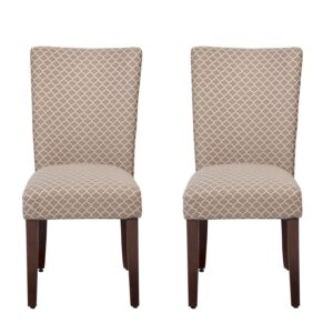 HomePop Parsons Classic Upholstered Accent Dining Chair, Set of 2, Brown