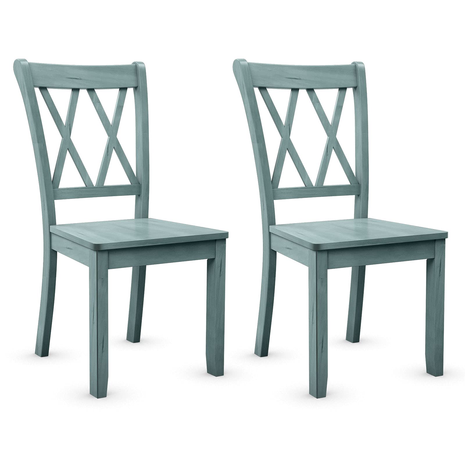 Giantex Set of 2 Dining Chairs, Rubber Wood Dining Room Chair, Farmhouse Dining Side Chairs, Max Load 400 Lbs, Wooden Kitchen Chairs for Home Kitchen, Dining Room