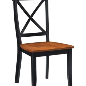 Home Styles Classic Black and Oak Pair of Dining Chairs, with Solid Hardwood Construction, Cottage Oak Finish, X-Style Back, and Mission Style Look, Set of Two