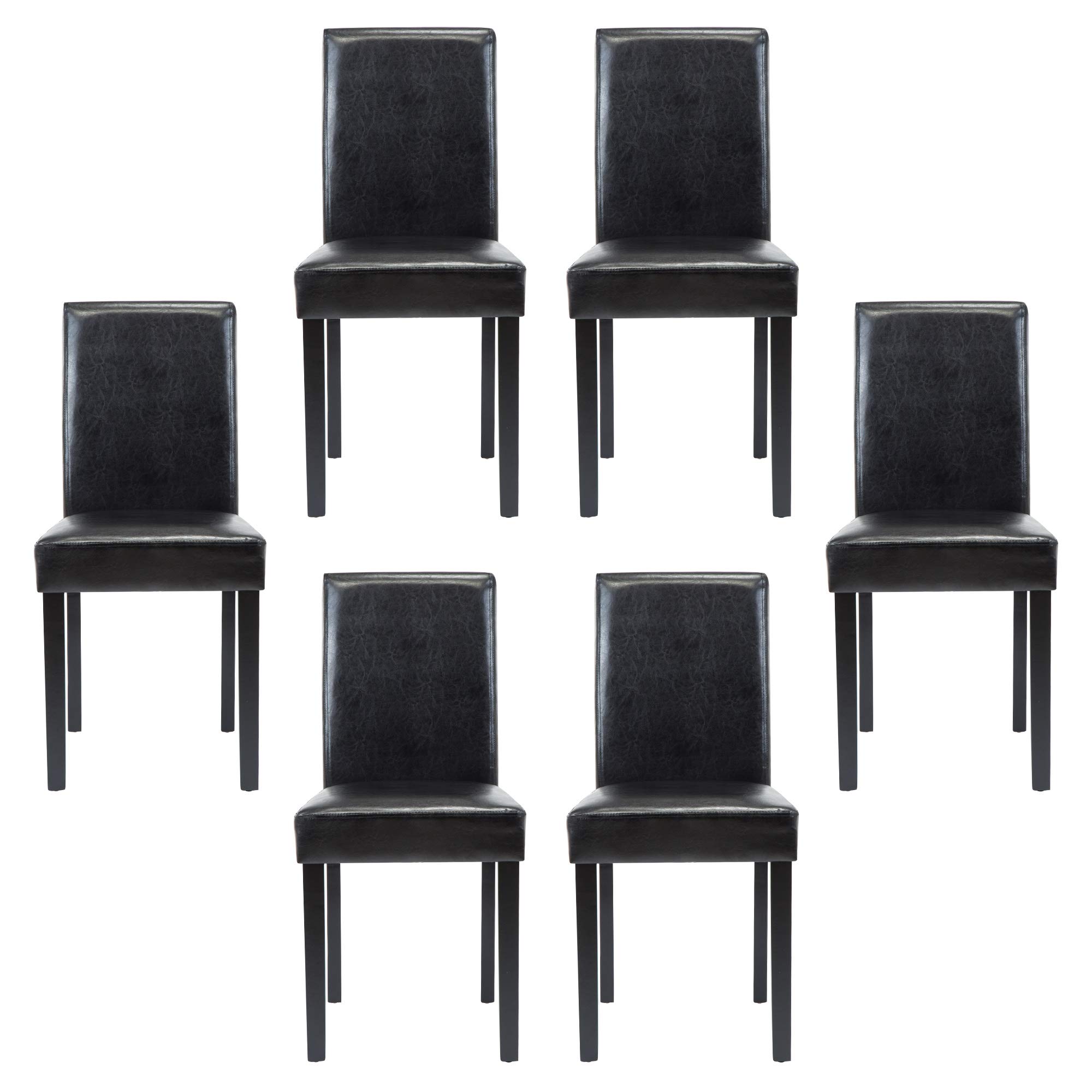 Thksbought Modern PU Upholstered Dining Chairs Elegant Design Dining Room Chairs (Black Set of 6)