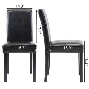 Thksbought Modern PU Upholstered Dining Chairs Elegant Design Dining Room Chairs (Black Set of 6)