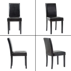 Thksbought Modern PU Upholstered Dining Chairs Elegant Design Dining Room Chairs (Black Set of 6)