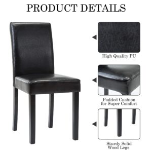 Thksbought Modern PU Upholstered Dining Chairs Elegant Design Dining Room Chairs (Black Set of 6)