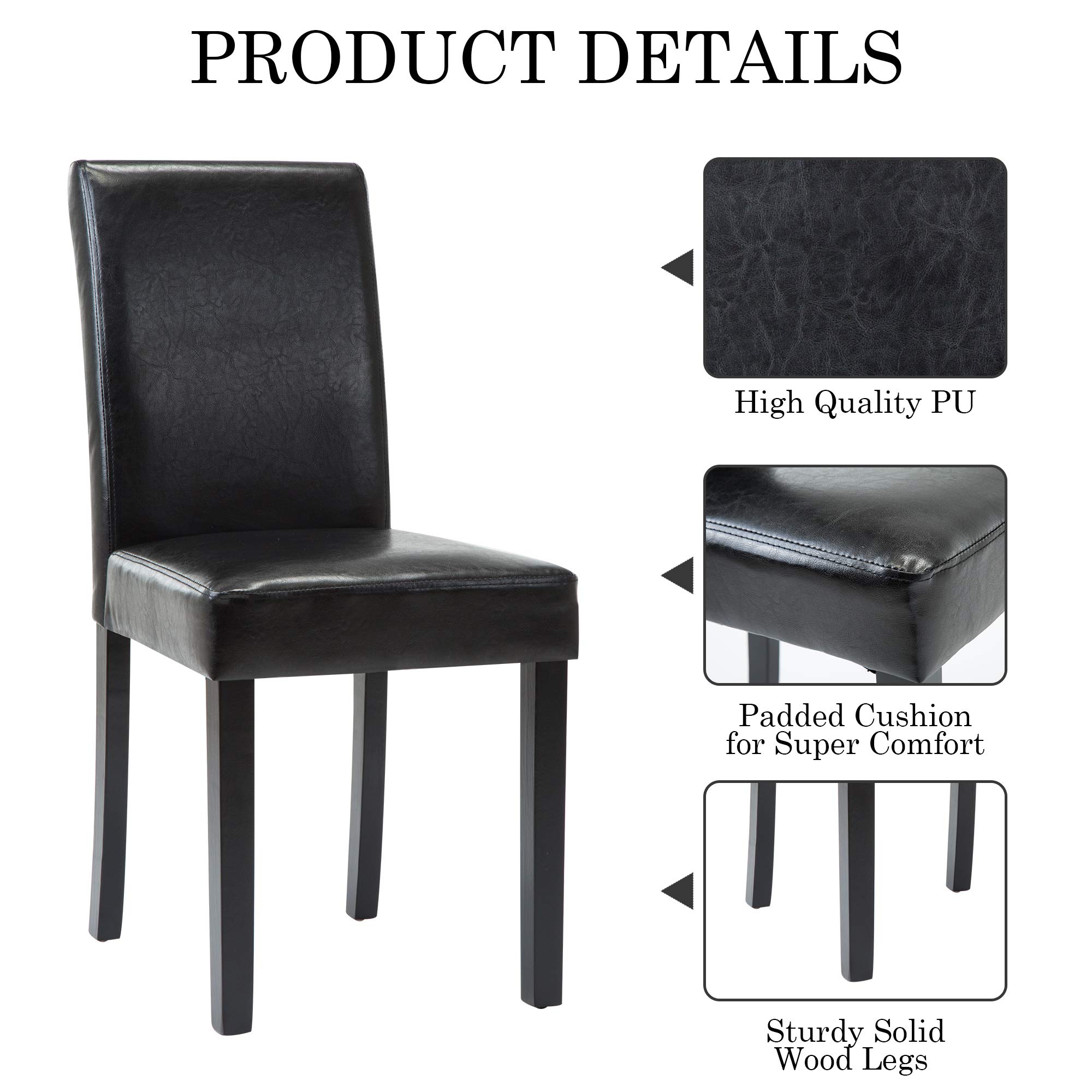 Thksbought Modern PU Upholstered Dining Chairs Elegant Design Dining Room Chairs (Black Set of 6)