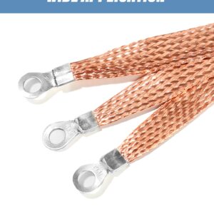 AOCISKA 3PCS Automotive Ground Strap,Heavy Duty Engine Braided Copper Ground Strap,Professional Vehicle Grounding Cable Straps with Rings Terminal Plugs,Universal Ground Straps for Most Cars