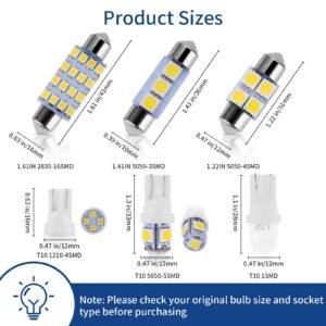 Zakolak 42 Pieces Interior Car Lights, Super Bright White Dome Map Tail Cab Lights Bulb Kit Set , DE3175 T10 31mm 41mm 194 LED Bulb for Your Trucks Width Lamp(White)