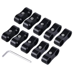 EVIL ENERGY 6AN Hose Separator Clamp, AN6 Fuel Line Mounting Clamp Aluminum Black 10PCS