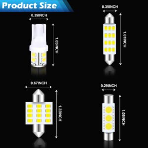 DEHERANE 36 PCS LED Car Bulb Kit Set, T10 28mm 31mm 42mm LED Interior Replacement Bulbs for Car Interior Lights, Indoor Map Dome Lights, License Lights, Trunk Lights, Etc. (White)