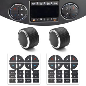 2 pcs rear radio volume control knob with ac dash button sticker (2 pcs) for gm 22912547 radio repair kit and compatible with 07-14 chevrolet chevy gmc buick cadillac