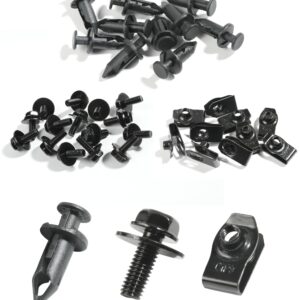 35 PCS Engine Under Cover Splash Shield Guard Body Bolts, Splash Shield Guard Retainer Bumper Fender Liner Fastener Rivet Clips and Extruded U-Nuts Kit