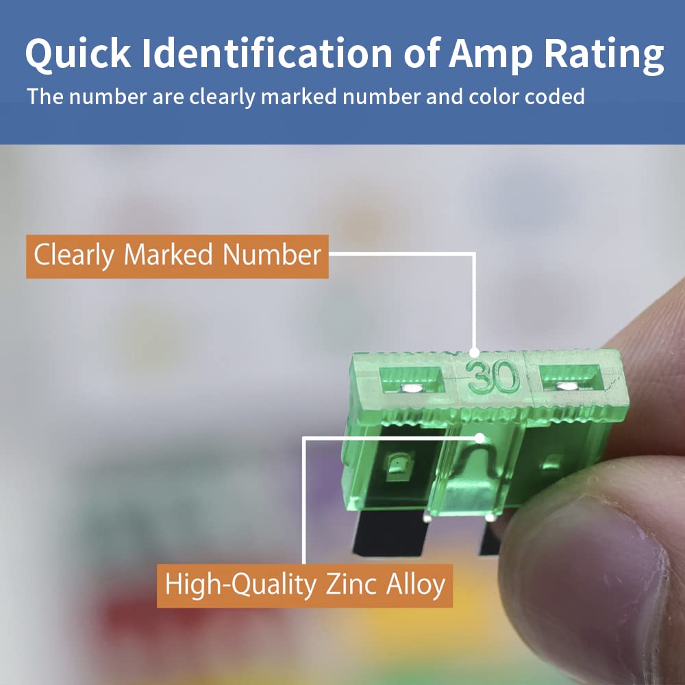 ZIPCCI 120 Pcs Standard Car Fuse, Fuses Assortment kit(1A/2A/3A/5A/10A/15A/20A/25A/30A/35A/40AMP) Automotive Blade Fuse for RV, Truck, Marine, Auto Accessories