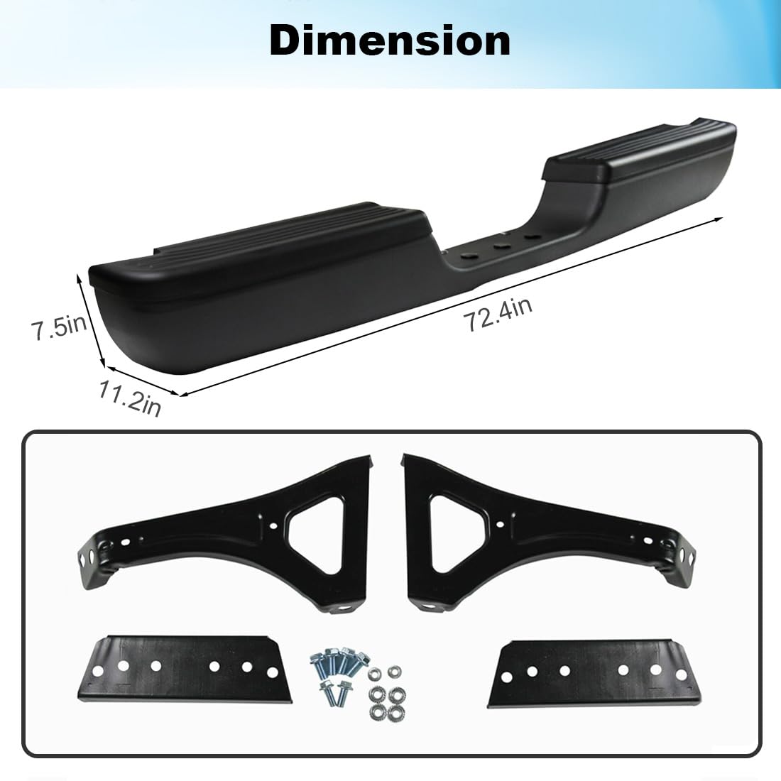 Rear Step Bumper Assembly Compatible with 1994-2001 Dodge Ram 1500,Rear Step Bumper Fit for 1994-2002 Dodge Ram 2500 3500