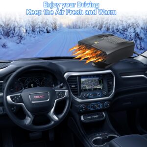 Car Heater, 12V Portable Car Heater That Plugs Into Cigarette Lighter Windshield Defogger Car Defroster 150W Fast Heating & Cooling Fan 2 in 1 Modes Heater for Car 360 Degree Rotary Base