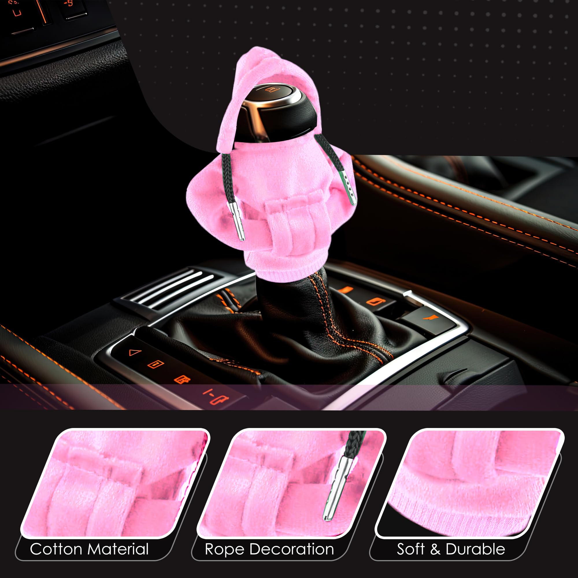 A VERANCO Gear Shift Hoodie - Automotive Accessories Hoodie for Car Shifter, Pink, Cotton, Universal Fit