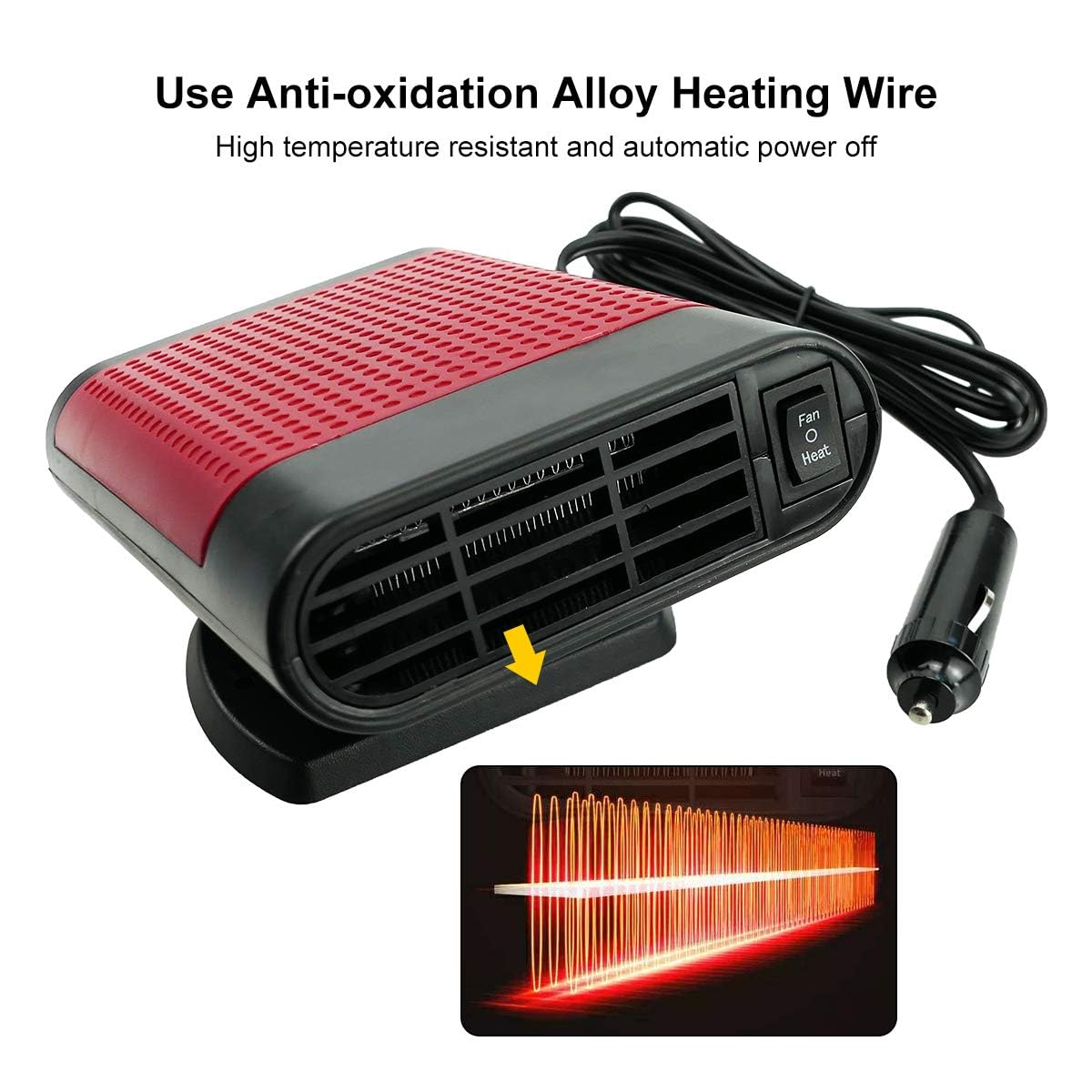 TIKSCIENCE Portable Car Heater for All Cars, 2 in 1 Car Heater Auto Electronic Heater 12V 150W, 30S Fast Heating Defrost Defogger Windscreen Fan Car Space Windshield Demister