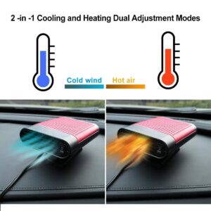 TIKSCIENCE Portable Car Heater for All Cars, 2 in 1 Car Heater Auto Electronic Heater 12V 150W, 30S Fast Heating Defrost Defogger Windscreen Fan Car Space Windshield Demister