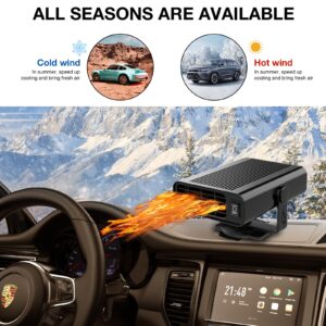 【 New upgrade】Portable Car Heater,Auto Heater Fan, Car Windshield Defogger Defroster, 2 in1 Fast Heating or Cooling Fan, 12V 150W Auto Ceramic Heater Fan Plug in Cig Lighter (Premium black)