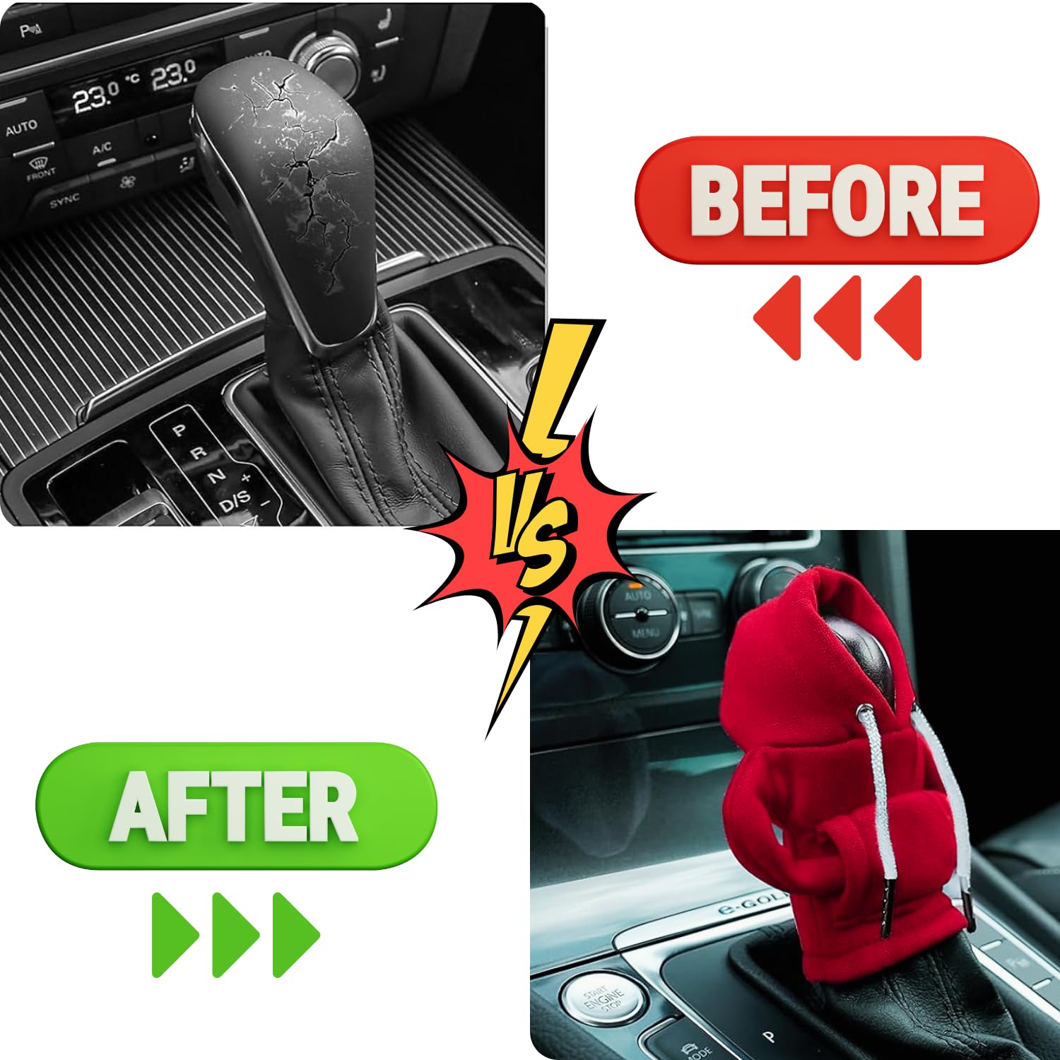 BACHTUTAI Gear Shift Hoodie, Hoodie Car Gear Shift Cover, Shifter Hoodie, Car Shifter Stick Protector Decoration. Car Novelty Decoration Gift for Family (Red).