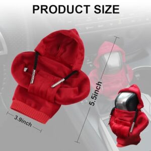 GaRhomxy Car Shifter Knobs Cover Hoodie, Car Gear Shift Knob, Cute Hoodie for Car Gear, Automatic Shift Knobs Decoration, Car Interior Accessories(Red)