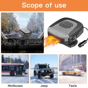 12V 150W Portable Car Heater with 360-Degree Automotive Windscreen Fan, Fast Heating Defrost Defogger, and Auto Ceramic Heater Fan with Plug in Cigarette Lighter