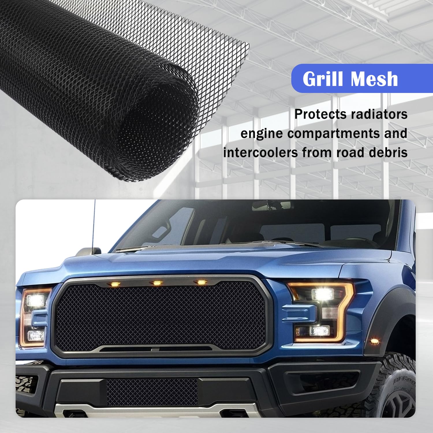 Trimmable Car Grill Mesh,Aluminum Alloy Automotive Grilles,Universal Mesh Grill Insert Fits for Front Bumper Hood Air Vents Spoiler Automotive Exterior Accessories