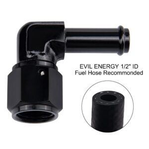 EVIL ENERGY 8AN Female to 1/2" Barb Hose Fitting 90 Degree Swivel