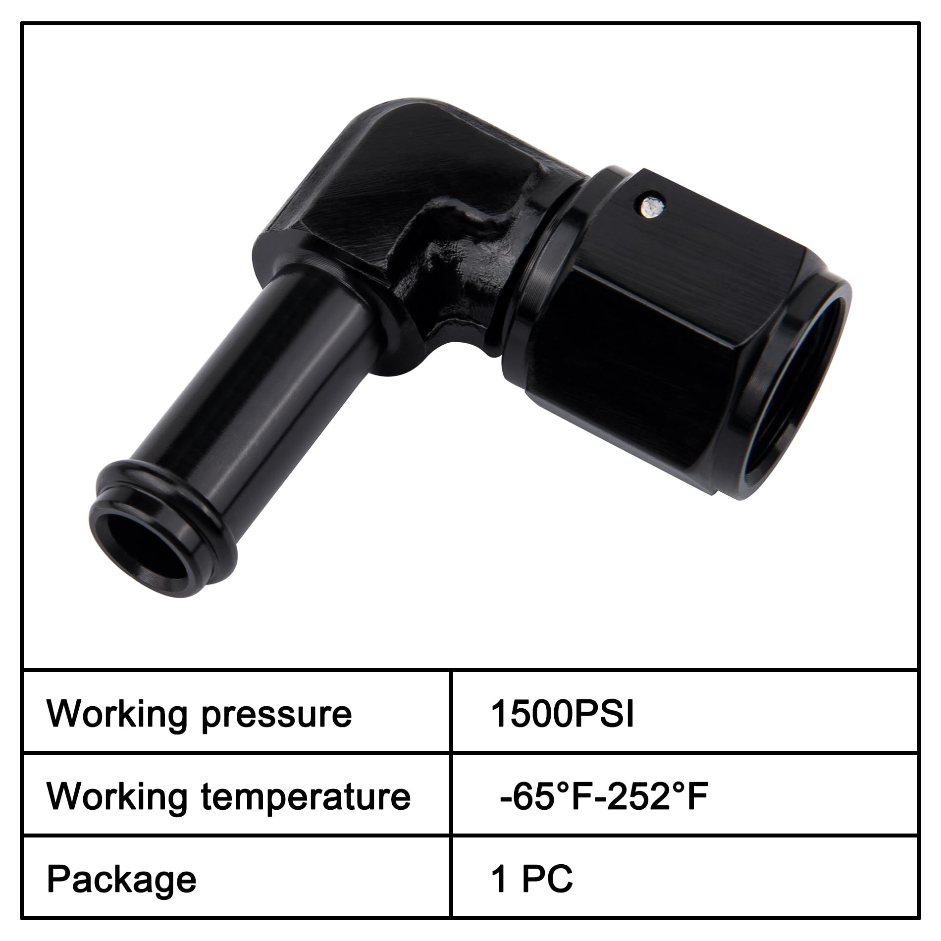 EVIL ENERGY 8AN Female to 1/2" Barb Hose Fitting 90 Degree Swivel