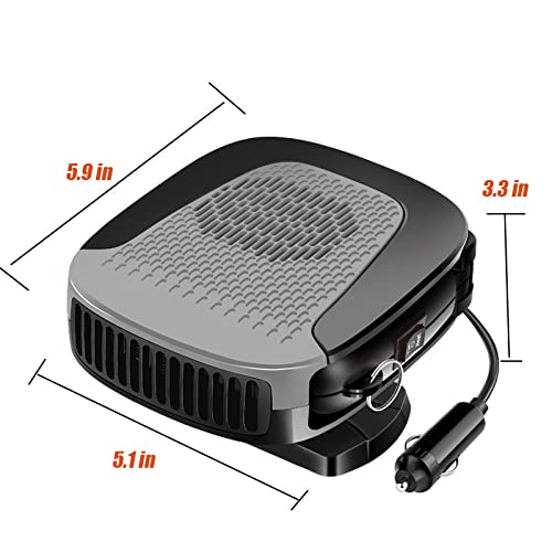 Car Heater Portable Car Fan 2 in 1 Modes 12V 150W Plug in Cigarette Lighter with Heating and Cooling for Fast Heating Hand-Held Adjustable 360 Degree Rotatable