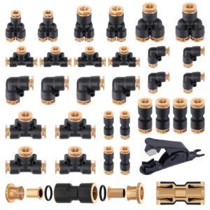 cheemuii 31 pcs dot air brake line fittings 1/4" 3/8" push to connect fittings quick connect air hose fittings repair kit for truck or industrial air system