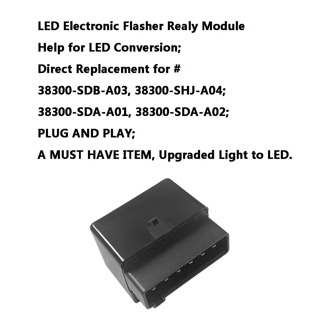 38300-SDB-A03 LED Flasher Relay Assembly Fit for Honda (Accord 03-07) (Ridgeline 06-14) (Odyssey 05-10) and (MDX 07-13) (TSX TL 05-08) Turn Signal & Hazard Warn Realy, Stop Hyper Flash