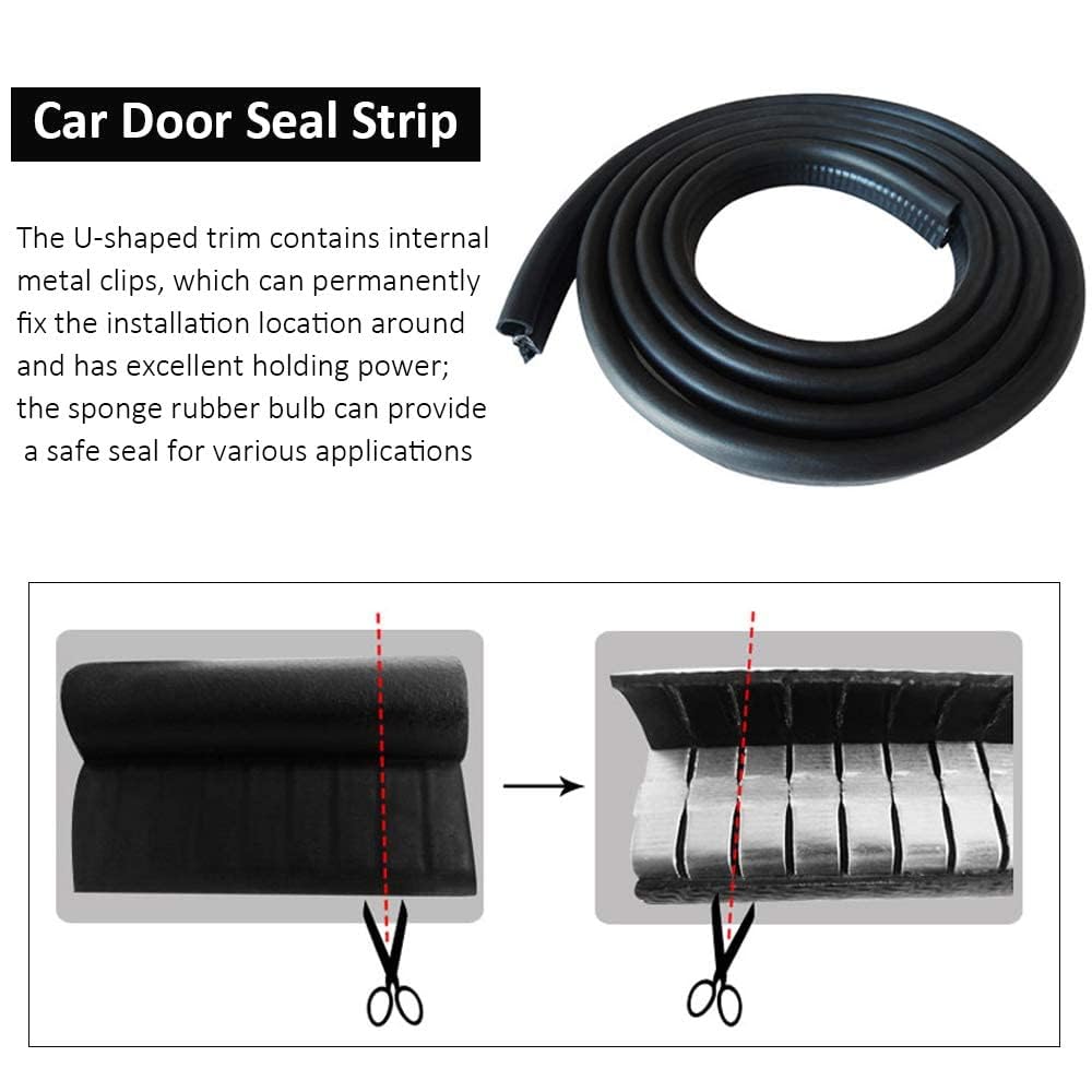 Automotive Weather Stripping 25Ft Car Door Rubber Seal Strip with Side Bulb Rubber Edge Trim for Cars Campers Trucks Boats RVs