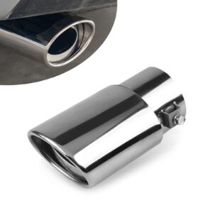 Fogfar 1 PC Stainless Steel Exhaust Pipe, Car Exhaust Muffler, Exhaust Tips, Adjustable Intake Exhaust Pipe Head, Bolt-On Design Exhaust Tailpipe, Fits Most Vehicle Exhaust Pipes (Silver #Straight)