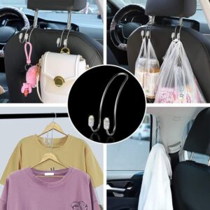 Guoord 【2024 Upgraded】 Car Headrest Hook Decorations, 2 Pcs Bling Purse Hook Hangers, Stainless Hooks Car Hangers and Durable Backseat Holder, Storage Universal for SUV Truck Vehicle(White)