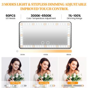 Car Sun Visor Vanity Mirror: Rechargeable Led Makeup Mirror with 3 Light Modes & Dimmable Touch Screen - Car Mirror Accessories for Women Girl