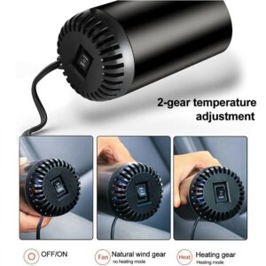 TOP-MAX Car Heater 12V 150W Portable Windshield Defogger and Defroster Fast Heating&Cooling Fans 2 in 1 with Cigarette Lighter Plug for Car SUV Truck RV Trailer