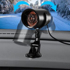 TOP-MAX Car Heater 12V 150W Portable Windshield Defogger and Defroster Fast Heating&Cooling Fans 2 in 1 with Cigarette Lighter Plug for Car SUV Truck RV Trailer