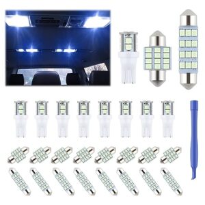 ifunyled 24 pieces dome light led car interior bulb kit set 194 t10 de3175 578 31mm 42mm bulbs interior replacement lights for car map license plate door side marker cornering trunk light - ice blue