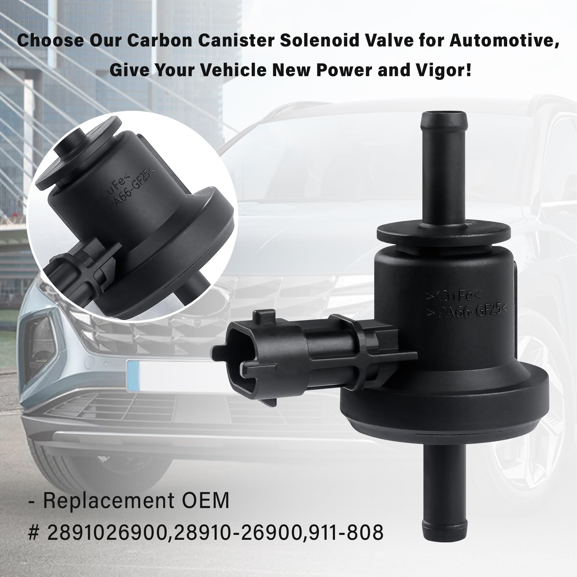 SSNNUU Car Vapor Canister Purge Valve Solenoid,Evap Purge Valve Solenoid Compatible with Hyundai Kia,Automotive Replacement Emission Canister Purge Valves OEM#2891026900,28910-26900