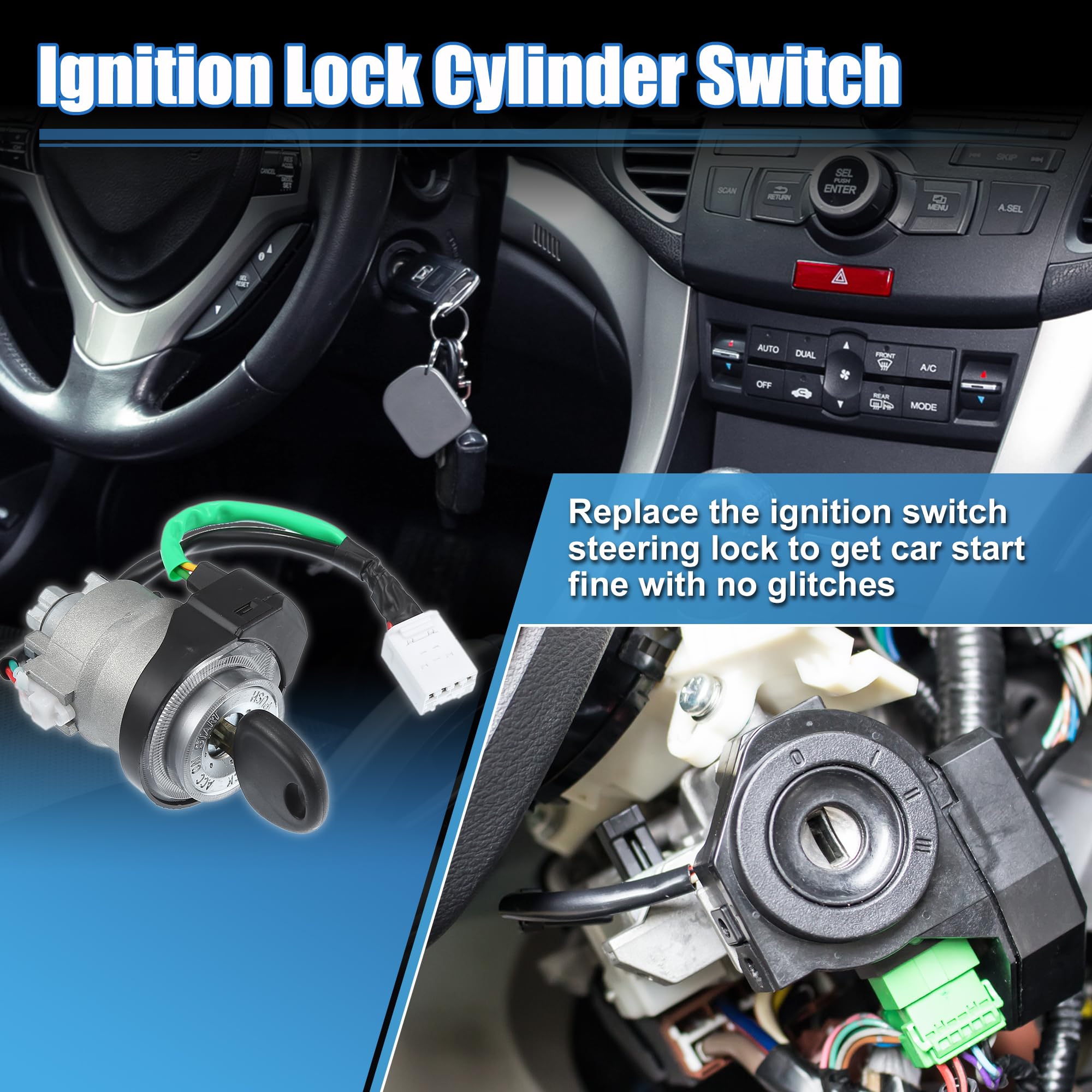 uxcell No.819203KA10 Car Ignition Switch Lock Cylinder with 2 Keys for Hyundai Sonata 2.4L L4 3.3L V6 2005-2007 Ignitigon Starter Switch Steering Lock Cylinder Set