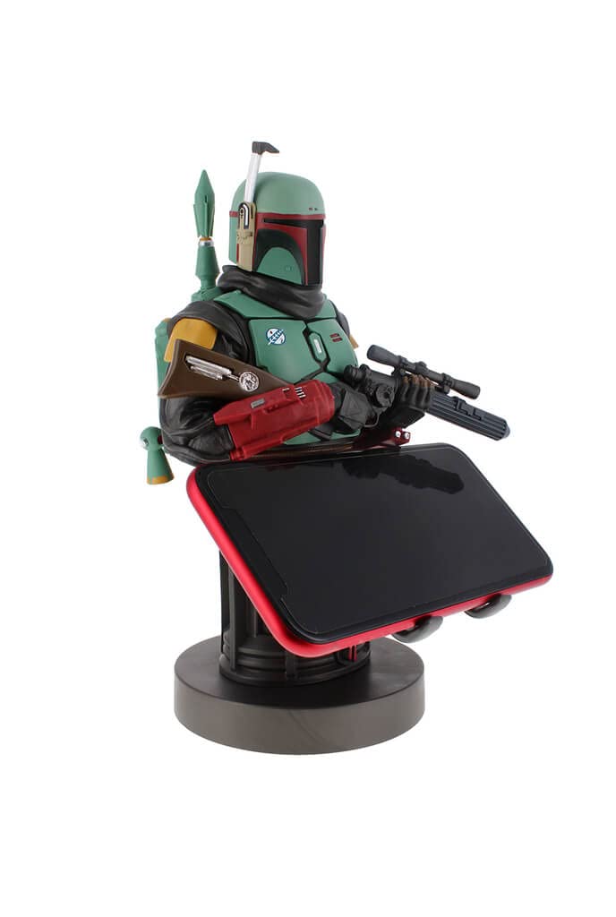 Exquisite Gaming: The Mandalorian: Boba Fett - Original Mobile Phone & Gaming Controller Holder, Device Stand, Cable Guys, Licensed Figure