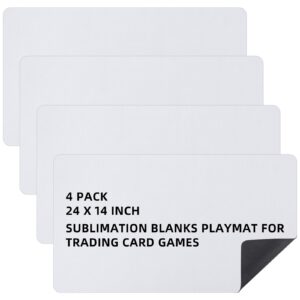 4 pcs card game mats 14 x 24 inch playmat sublimation blanks playmat smooth card playing mat for board games, and collectible card playing (white)