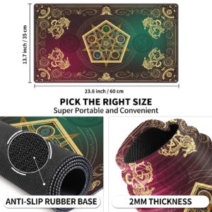 EDGFRTOIO Playmat with Zones for MTG Card Game Playing, Game Mats Tabletop Magic Play Mats 24"x14" Commander Deck Gaming Desk Duel Mat Card Gameplay Mats for Beginner, Five Elements