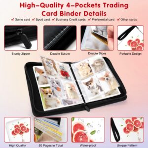 Trading Card Binder, GSHZMM 4-Pocket Card Sleeves Storage Book Holder Album Binder for Game Cards with 50 Removeable Sleeves, Ideal Baseball Binder Fit 400 Cards,Grapefruit Shape Binder