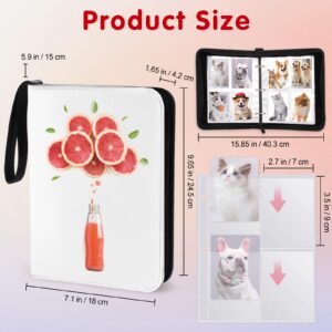 Trading Card Binder, GSHZMM 4-Pocket Card Sleeves Storage Book Holder Album Binder for Game Cards with 50 Removeable Sleeves, Ideal Baseball Binder Fit 400 Cards,Grapefruit Shape Binder