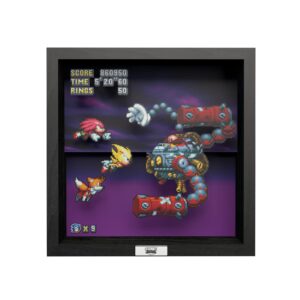 Level Up Labs Pixel Frames: Sonic Mania - Heroes vs Dr Eggman - 3D Shadow Box - Framed Decor for Wall, Home, Shelf Display, Game Poster Art Collectibles, Boys Girls Teen Gaming Room Decoration