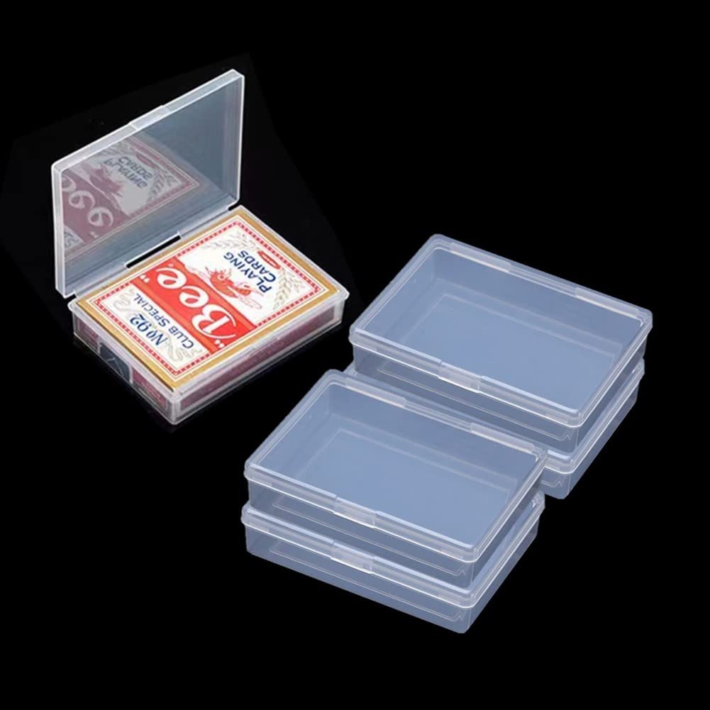 kediyoo 4PCS Playing Card Deck Cases Clear Plastic Gaming Game Card Holder Organizer, Snaps Closed Clear Card Box, Plastic Card Storage Box, Empty Trading Card Storage Box (NO CARDS)