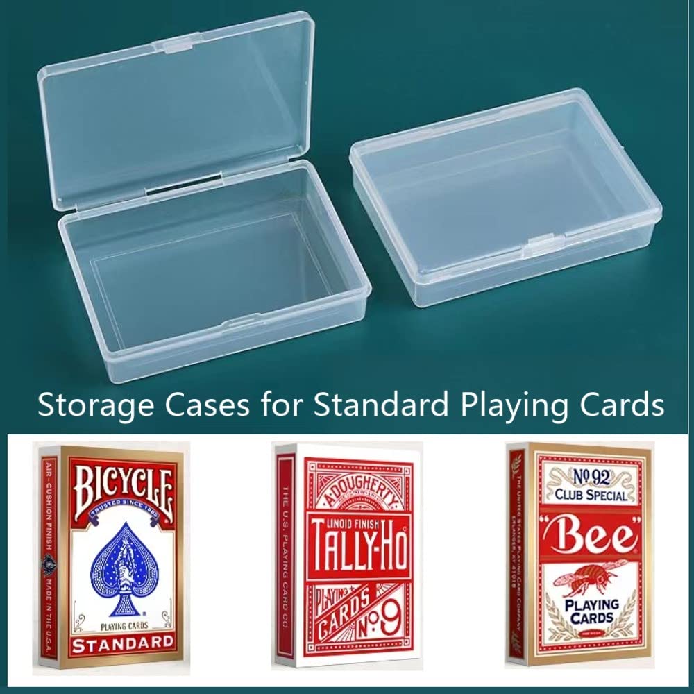 kediyoo 4PCS Playing Card Deck Cases Clear Plastic Gaming Game Card Holder Organizer, Snaps Closed Clear Card Box, Plastic Card Storage Box, Empty Trading Card Storage Box (NO CARDS)